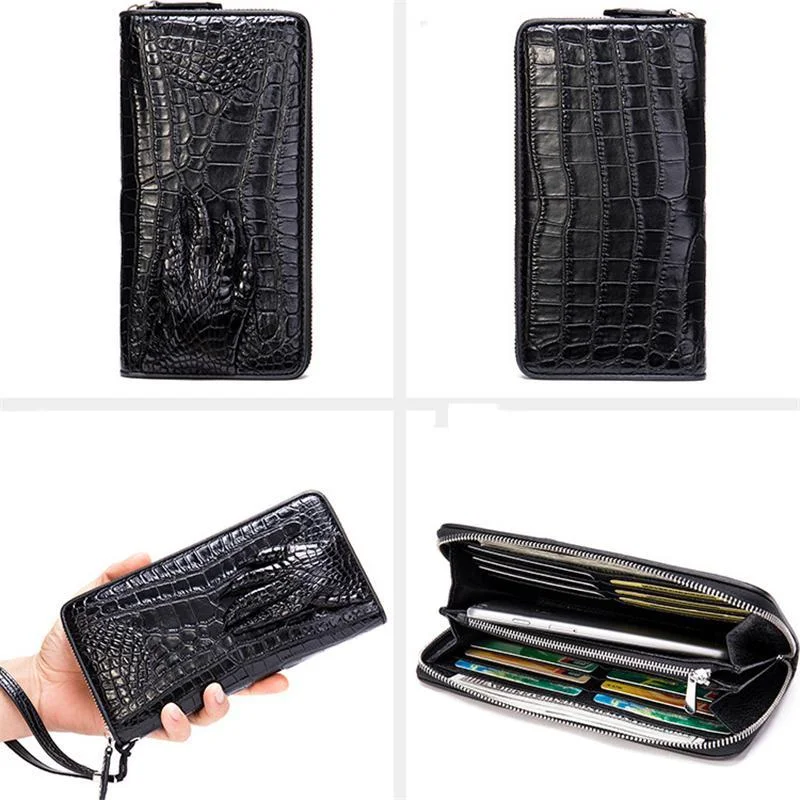 Business Crocodile Simple Style Casual Durable Leather Clutch Bag