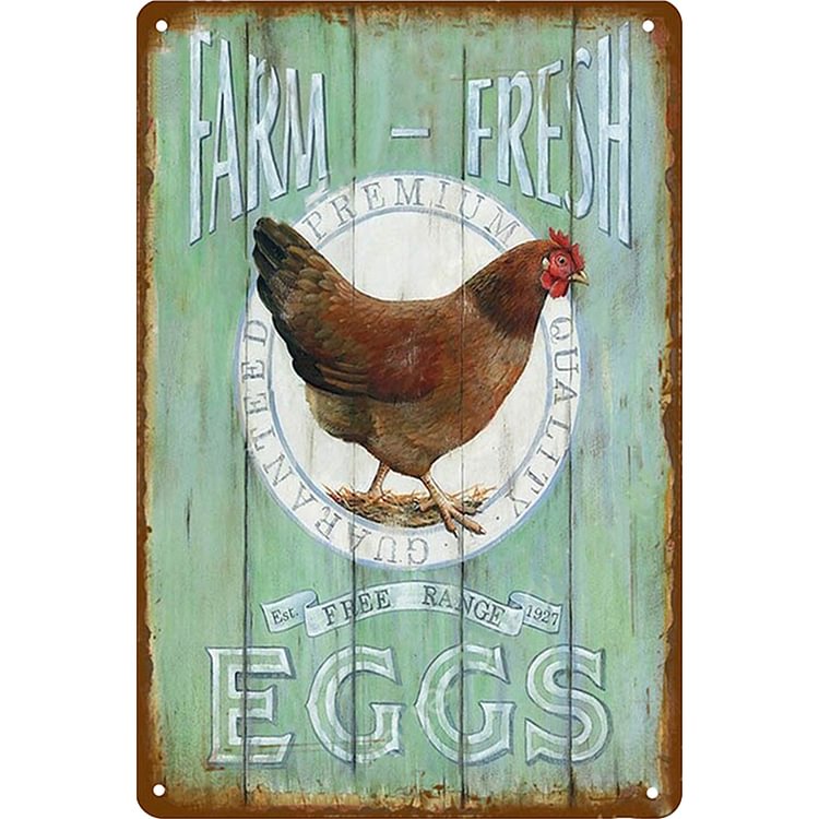 Ferme d'œufs frais - Enseigne Vintage Métallique/Enseignes en bois - 20*30cm/30*40cm