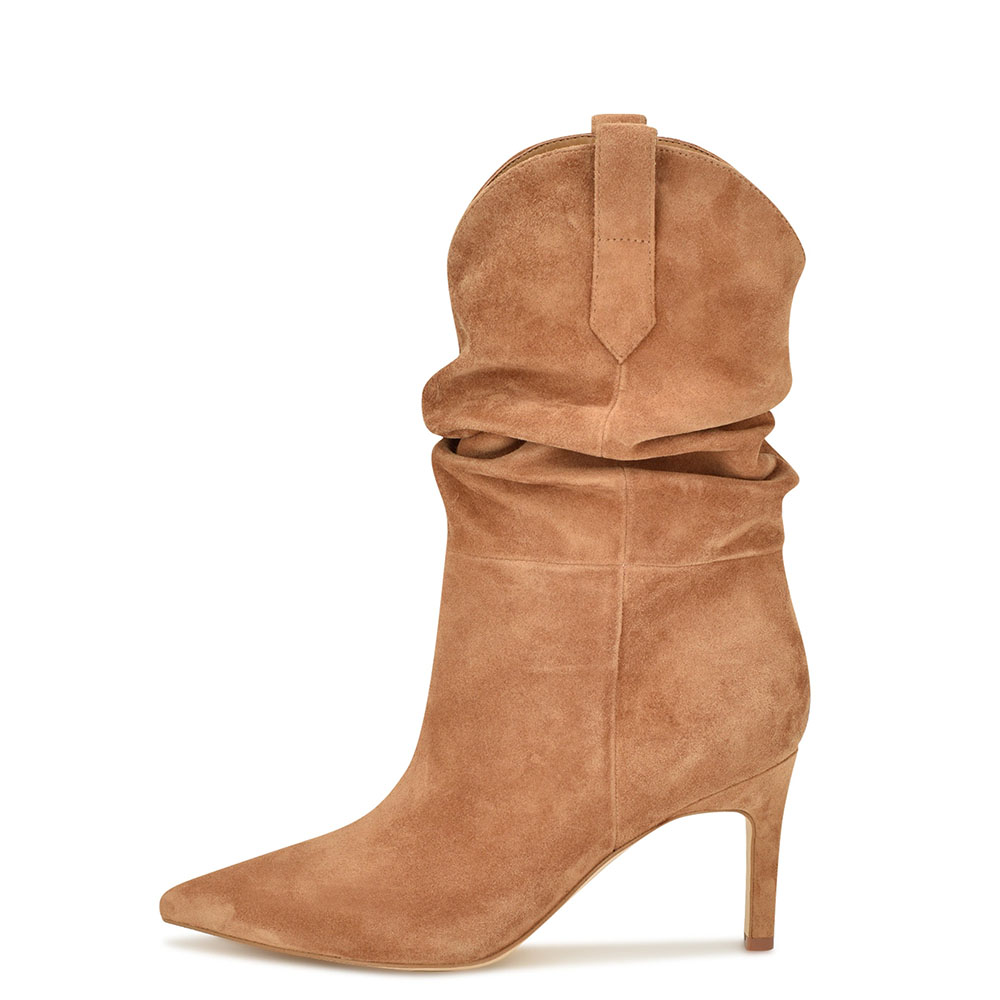 Brown Faux Suede Closed Toe 3‘’ Stiletto Heel Ankle Boots Nicepairs