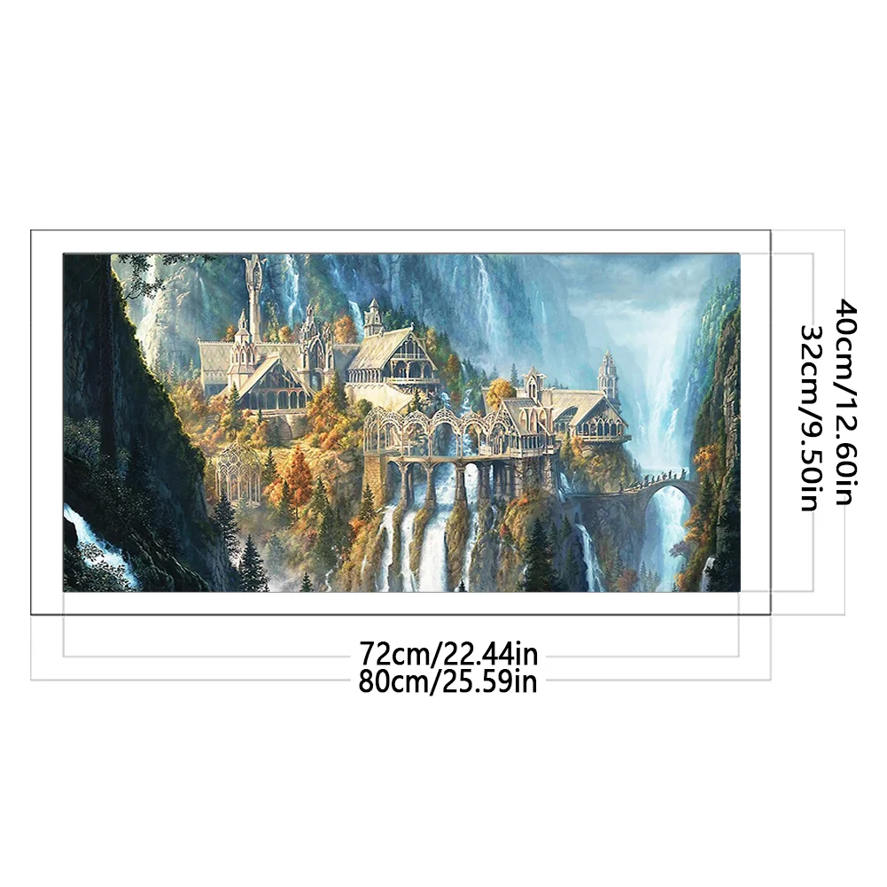 Castle Printed Cross Stitch Kit 80x40cm DIY 18CT Thread Art Needlework Decor
