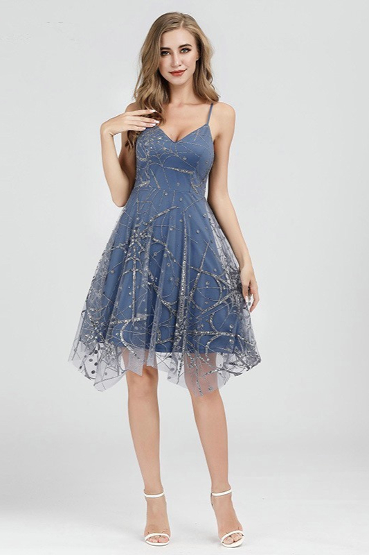 Spaghetti Straps Short Homecoming Dress With Crystals 