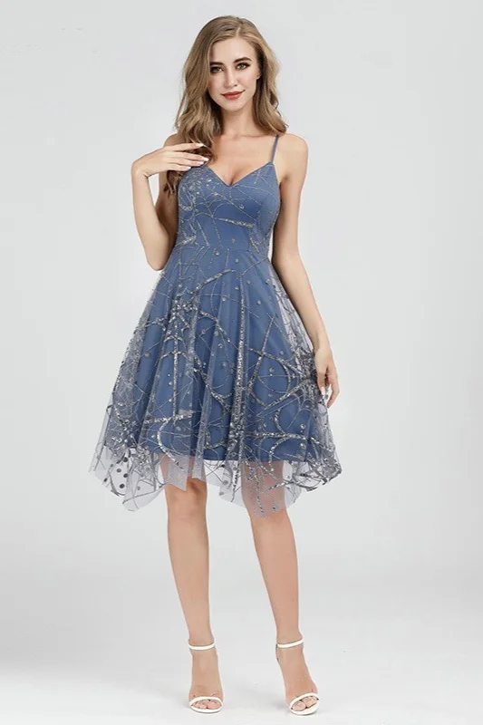 Bellasprom Short Homecoming Dress With Crystals Spaghetti Straps