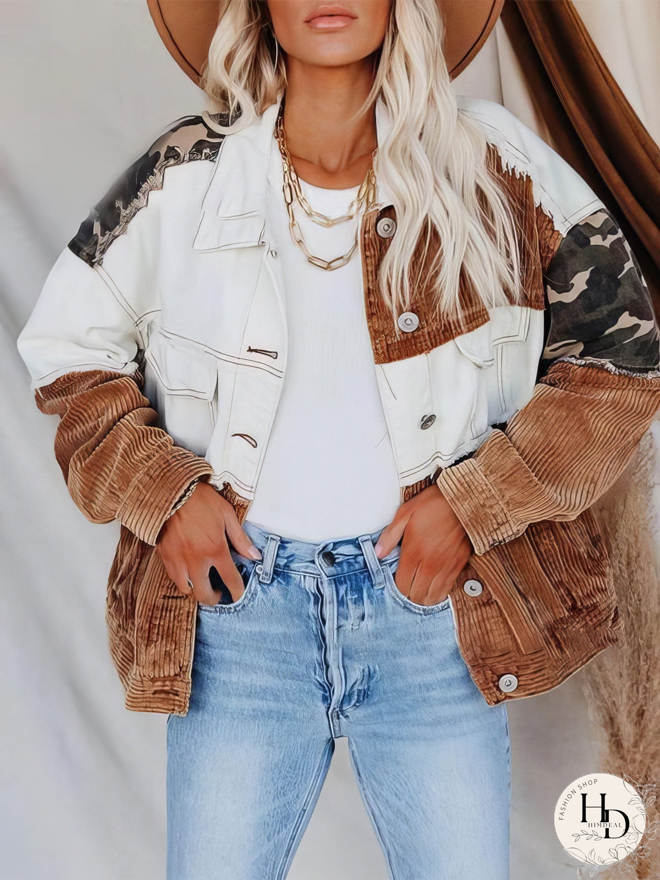 Stylish Colorblocked Corduroy Jacket