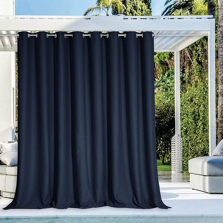 Outdoor Navy Blue Thermal Insulated Waterproof Curtains For Patio With Rustproof Grommet Top 1Pcs-ChouChouHome