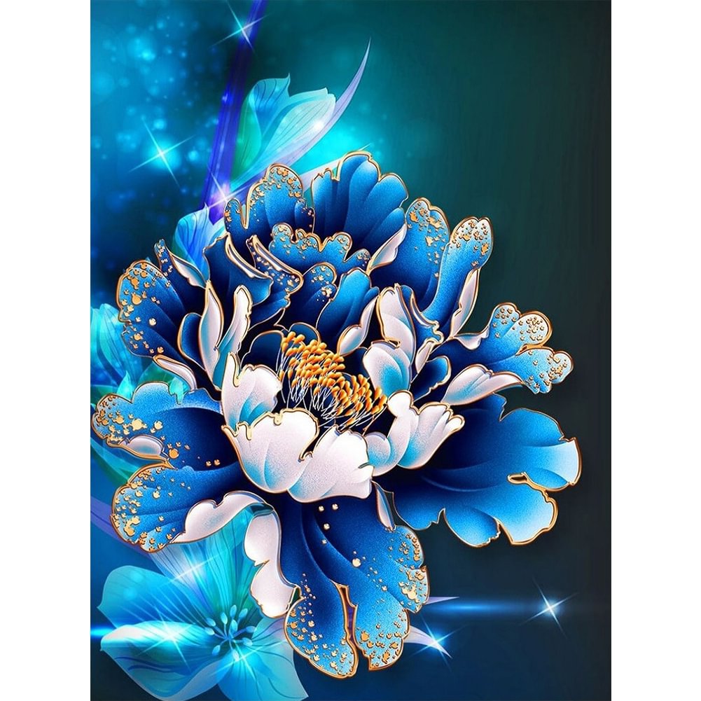 Blue Peony Flower - Full Round - Diamond Painting (30*40cm)