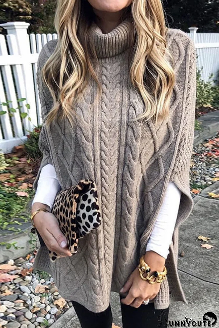 Fashion Solid Color Turtleneck Sweater