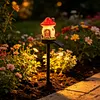 LED Solar Fairy-Tale Mushroom Cottage Garden Light Auto On/Off Resin Mushrooms Ground Decor Lights Weather-Proof Solar-Powered Resin Mushrooms Statue Lamp for Yard Patio Pathway Lawn Flower Bed