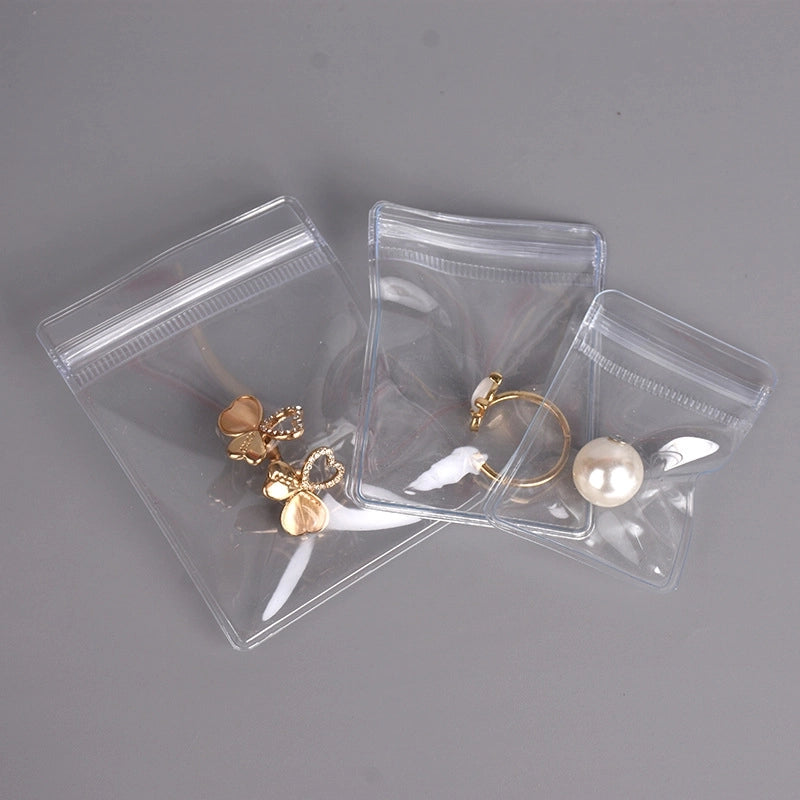 100 Pieces Earrings Jewelry Storage Bag PVC Jewelry Jewelry Bag Transparent Sealed Bag Wenwan Bracelet Ziplock Bag Packaging Bag