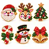 6PCS DIY Christmas Pearl Diamond Painting Brooch Kit for Adults, Wearable Pins
