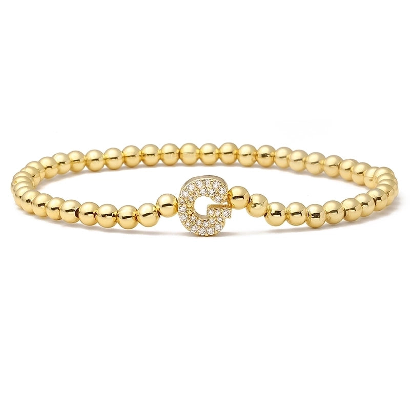 Vintage Style Minimalist Classic Style Letter Copper Zircon 18K Gold Plated Inlay Bracelets