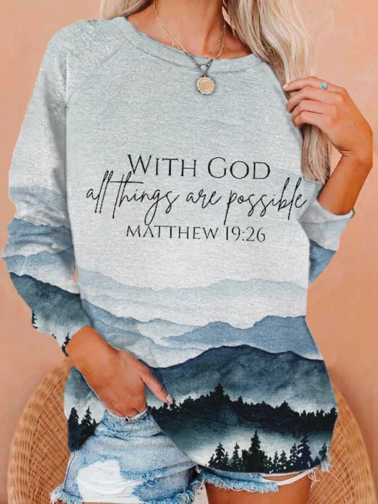 Matthew Landscape Print Long Sleeve Sweatshirt