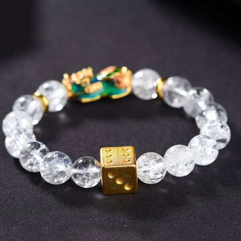 Pixiu Color-Changing White Crystal Dice Wealth Bracelet