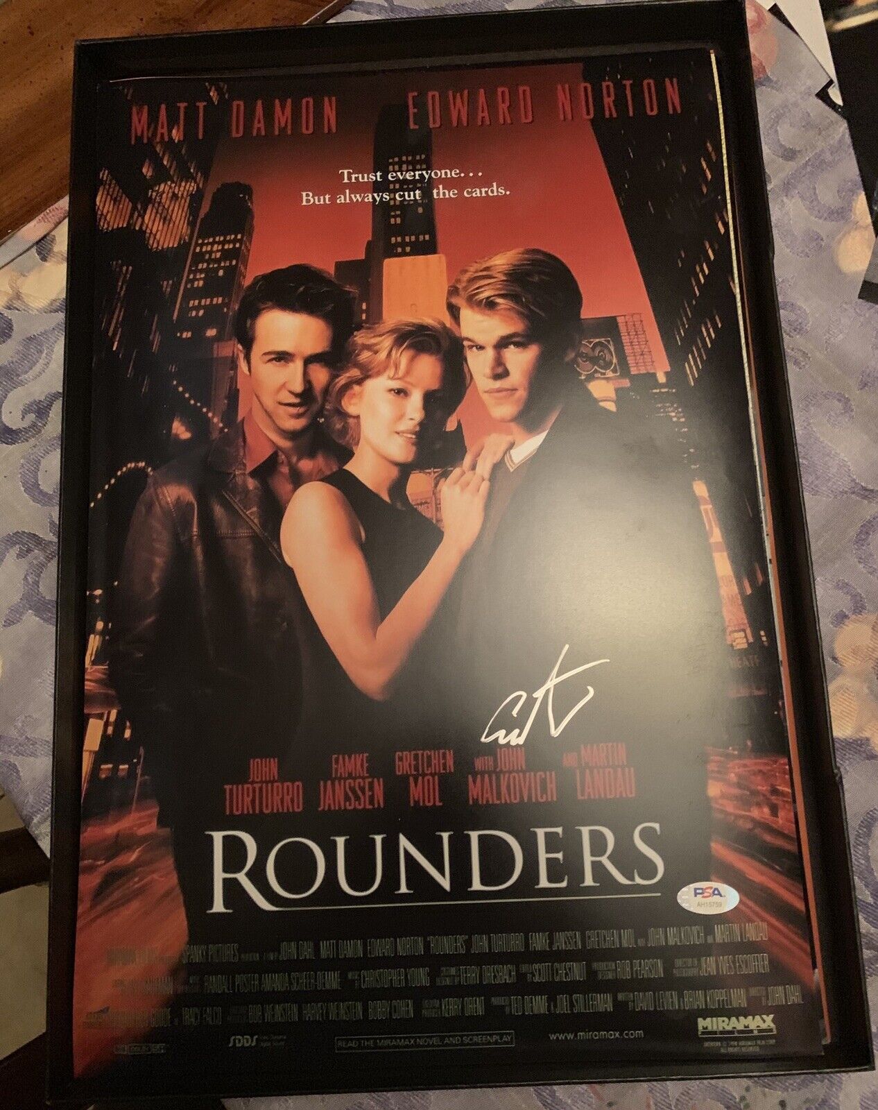 edward norton signed 12x18 Poster Pic Photo Poster painting Rounders Psa Coa