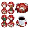 8PCS Diamond Painting Art Coaster Kit Full Drill Coaster(Wooden Christmas Gnome)