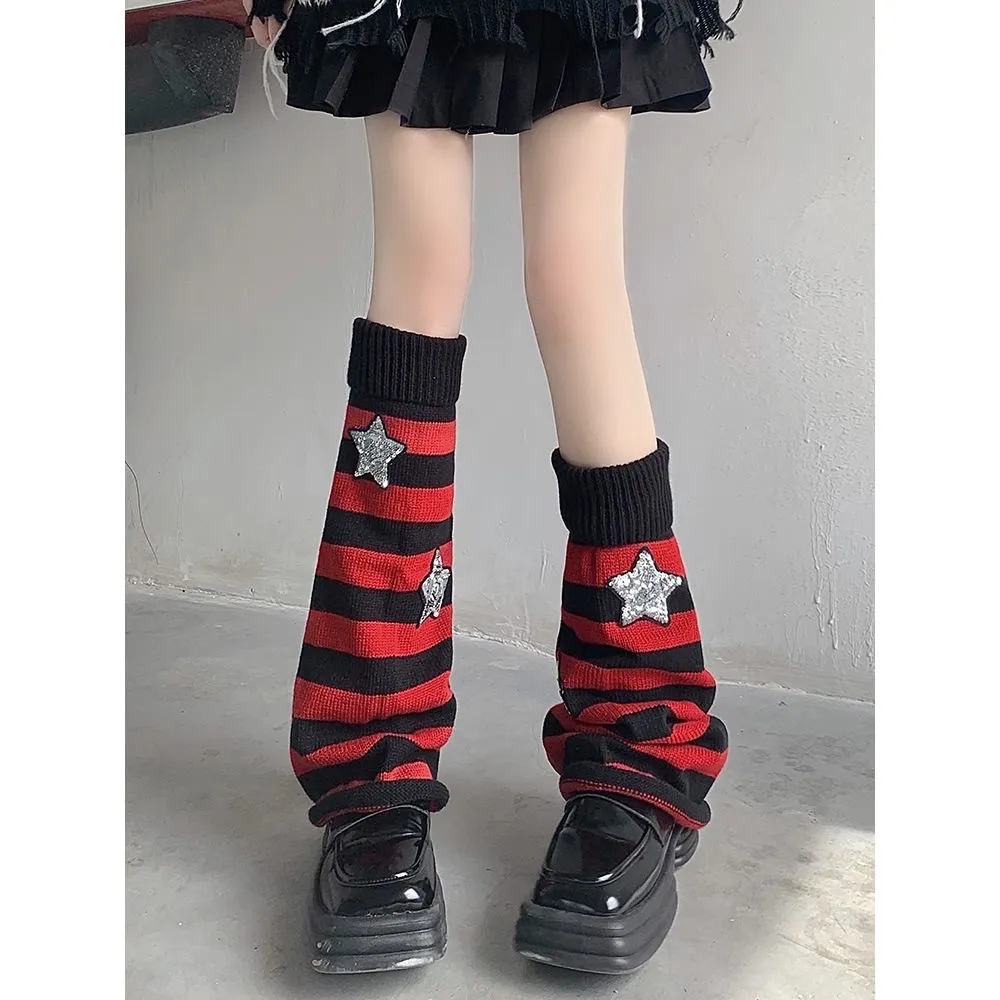 Churchf Churchf Y2k Subculture Jk Socks Female Black Long Leg Socks Knit Socks Set Star Leg Set Hot Girl Heap Pile Tide