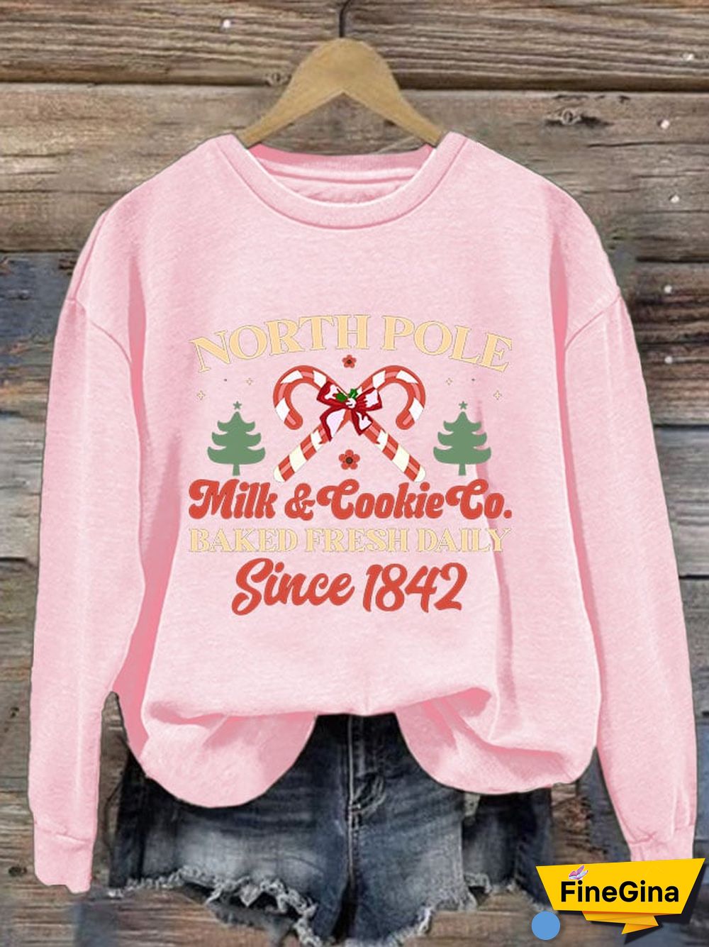 Women's North Pole Milk & Cookie Co Baked Fresh Daily Since 1842 Print Sweatshirt