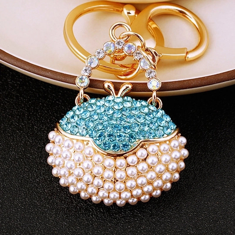 Elegant Korean Style Bag Metal Inlay Rhinestones Women’s Bag Pendant Keychain
