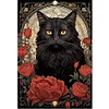 (Big Size)Black Cat And Rose - 11CT Stamped Cross Stitch - 40*60cm