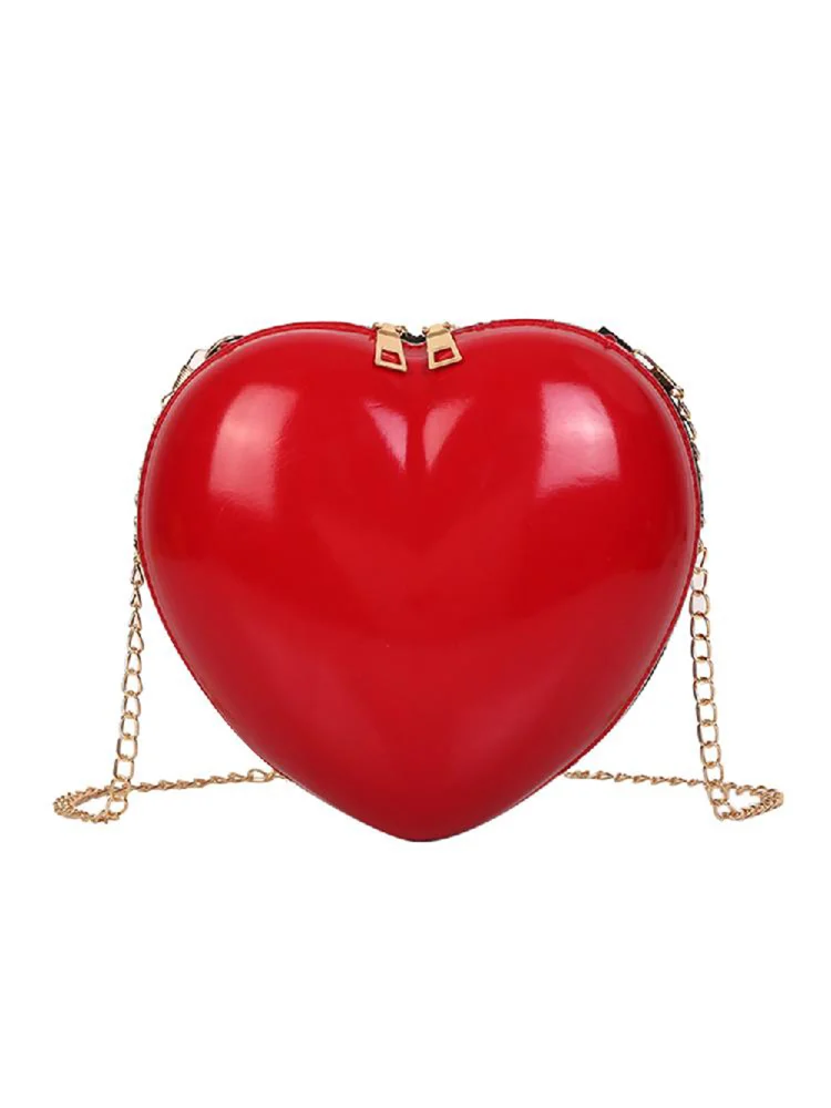 Girls Heart Women Shoulder Chain Messenger Bags Crossbody Handbags (Red)