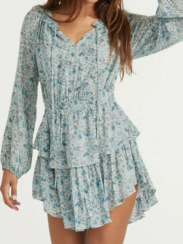 Long sleeve v neck dress