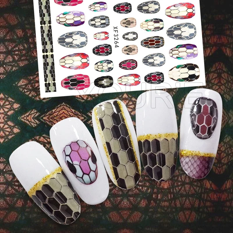 Nail Art Decals Colorful Glass Sticker for Nail Self-adhesive DIY Sticker Decals Manicure for Nail Art Sticker Design Decoration