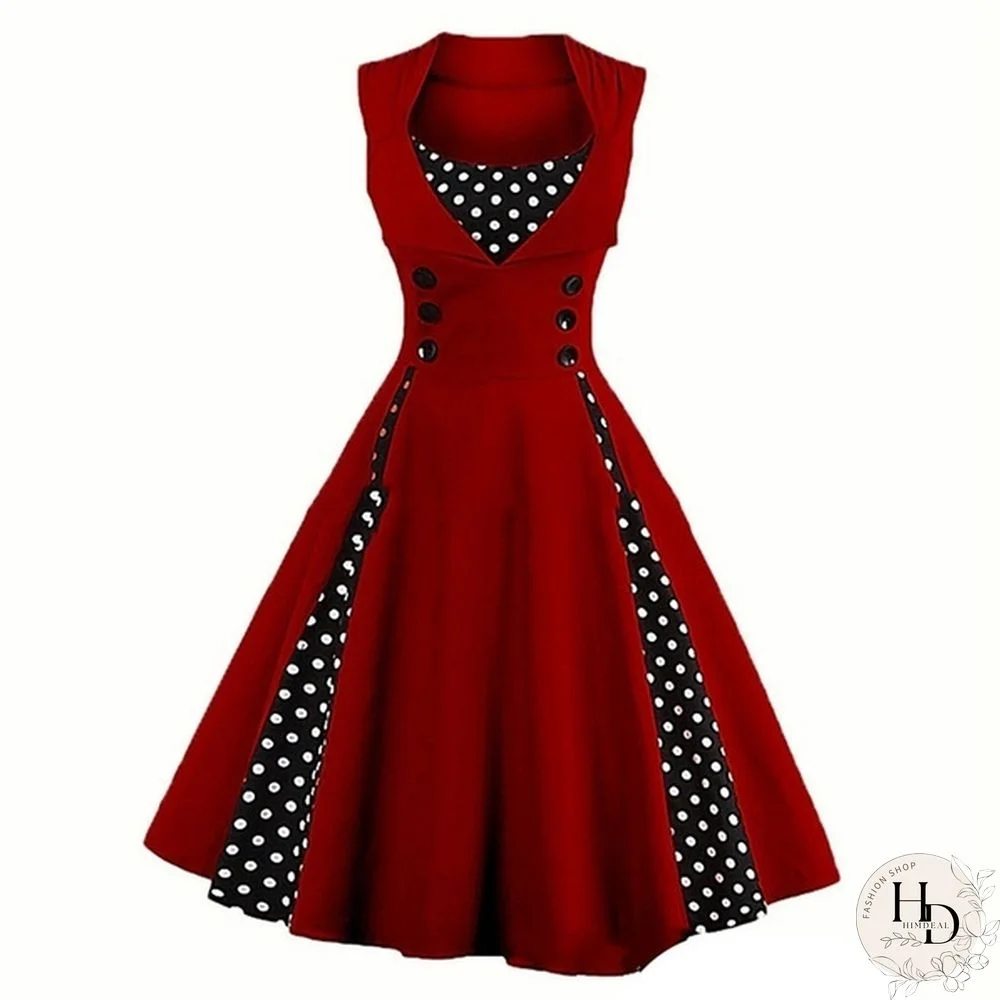 Fashion Women Robe Pin Up Dress RetroVintage 50s 60s Rockabilly Dot Swing Summer female Dresses