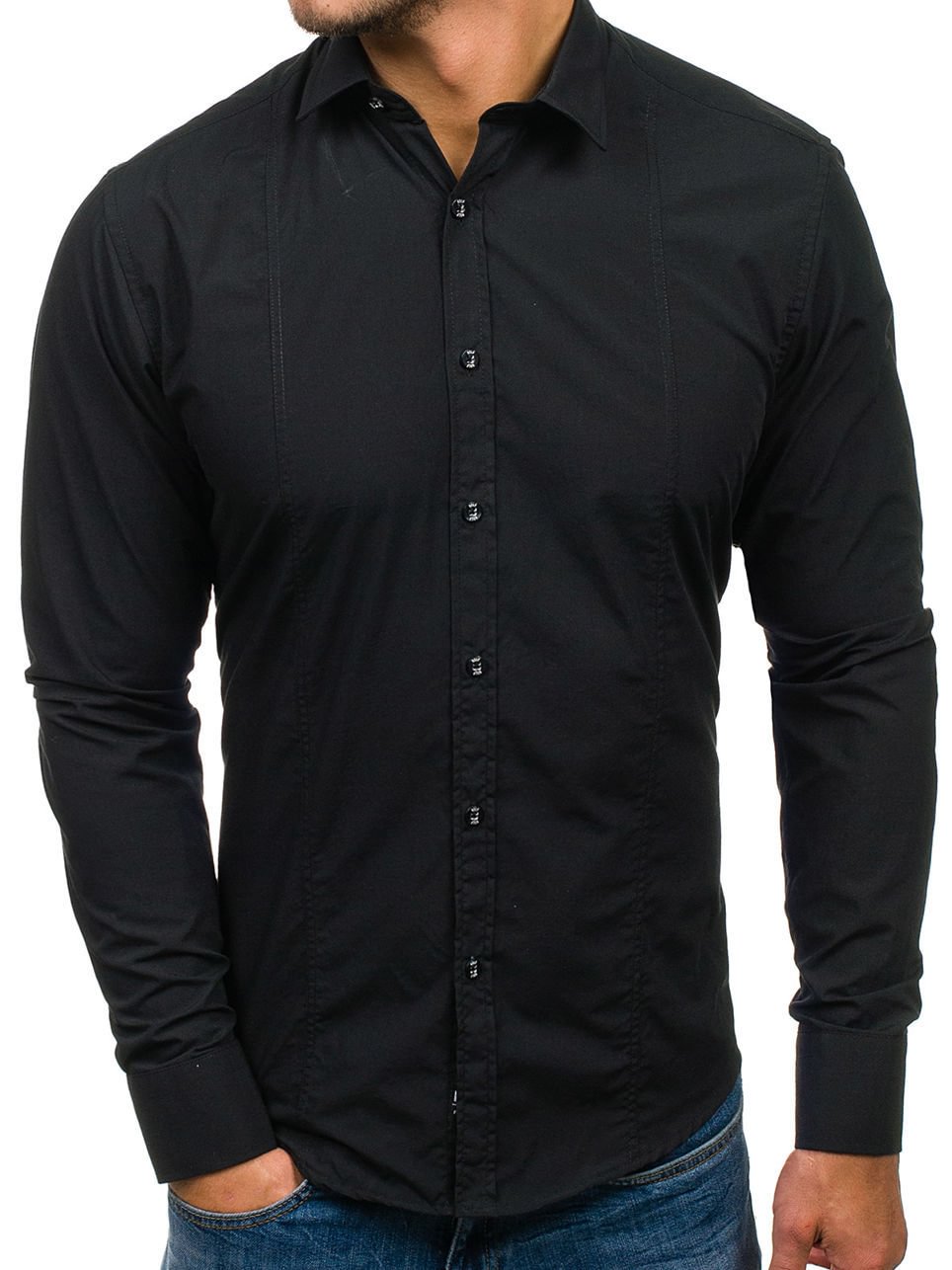 Men's Long Sleeve Men's Shirt Solid Color Shirt Men Commuter | EGEMISS