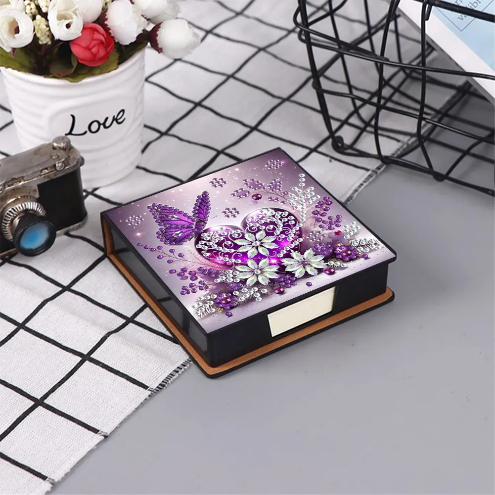PU 5D Diamond Painting Kit Note Box DIY Diamond Art Notepad Box (Butterfly)