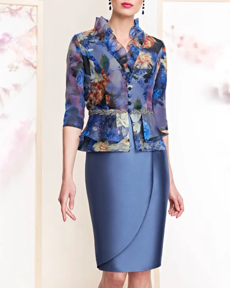 Casual Elegant Versatile Printed Ladies Suit Dress