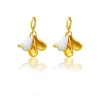 Elegant White & Golden Petal Tassel Earrings