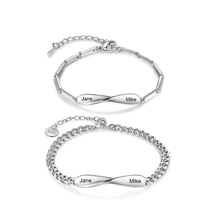 Bracelet couple 2PCS avec 2 Prénoms Personnalisé bracelet en commun Jessemade FR
