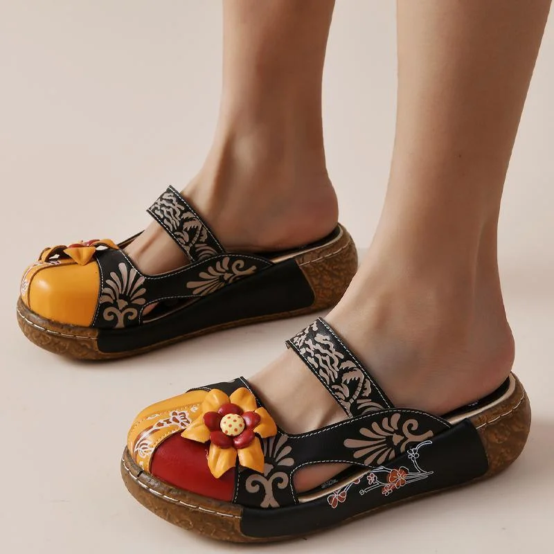 Women's Comfy Soft Daily Print Platform Heel Sandals