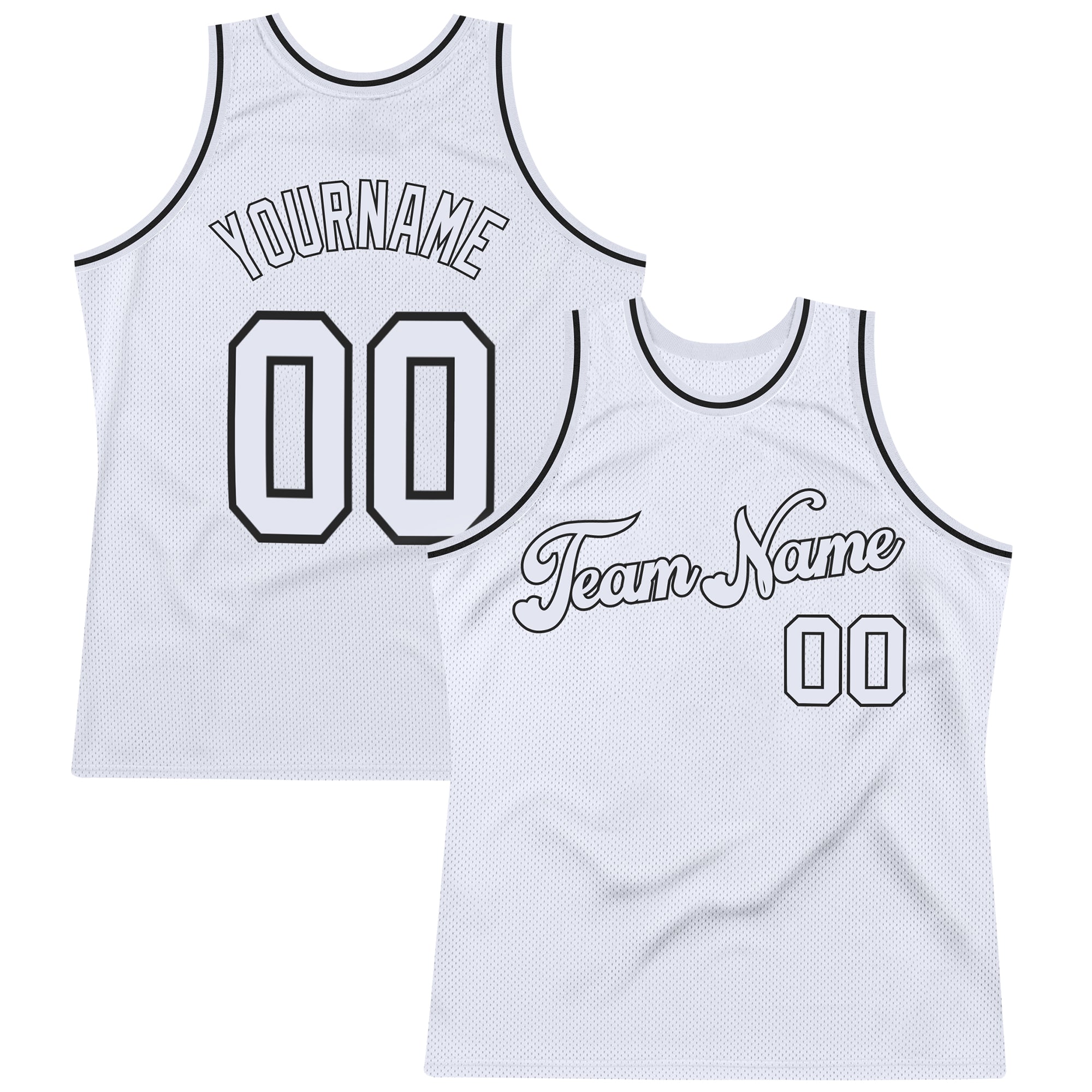 Custom White White-Black Authentic Throwback Basketball Jersey | captainssportss.com