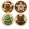 [Upgrade]4Pcs Acrylic Special Shape Xmas DIY Waterproof Diamond Painting Coaster Kit