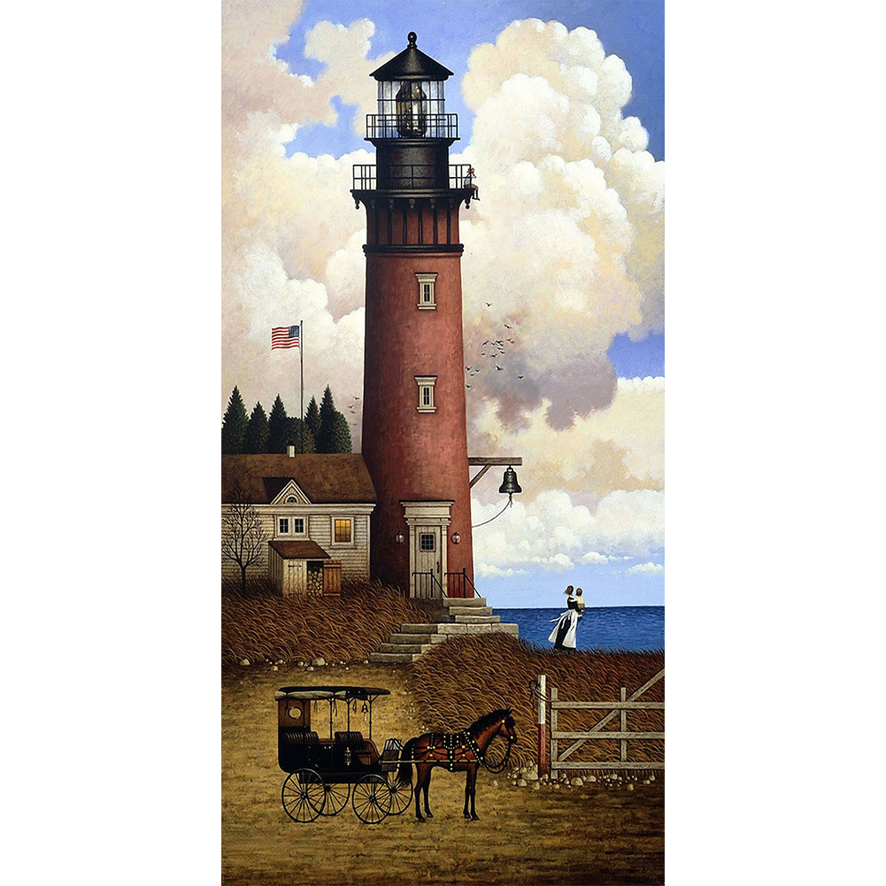 

Seaside Lighthouse - Round Drill Diamond Painting - 40*80CM (Big Size), 501 Original