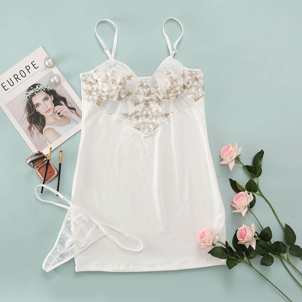 Plus Size Sleepwear Embroidery Lingerie Women Nightdress Sexy Sleeveless Nightgowns Home Clothes Night Dress Nightwear Pajamas