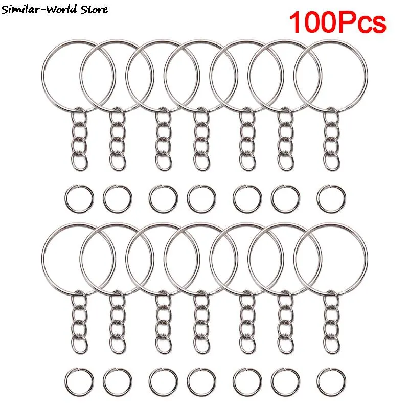 100Pcs Keyring Keychain Split Jump Rings Bulk Ring DIY Jewelry Key Chain Craft