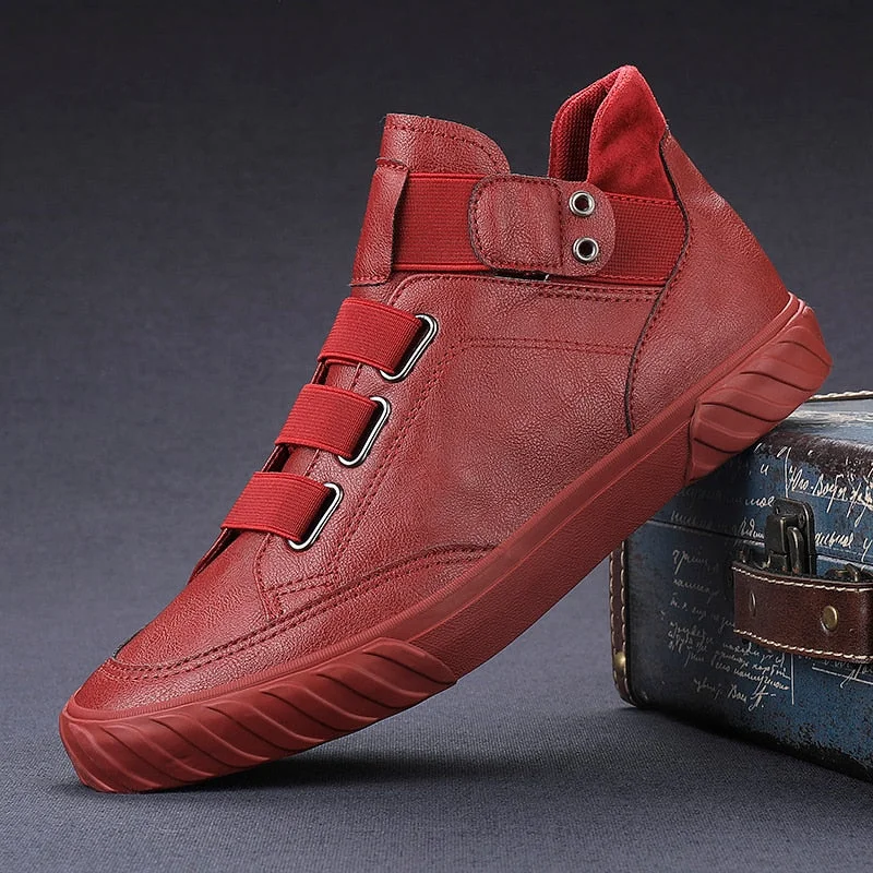 YITU Autumn New Men's Fashion Shoes Black High Top Casual Shoes Men Wear-resisting Loafers Designer Leisure Vulcanized shoes