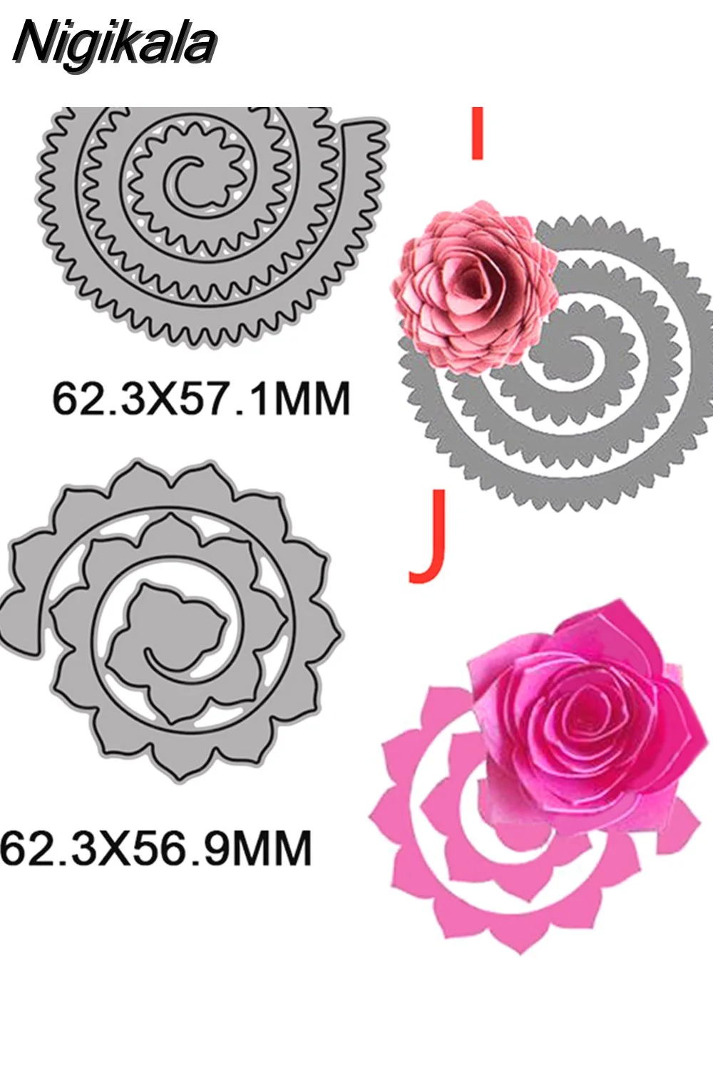 Nigikala Spiral Flower Garland Metal Cutting Dies for DIY Scrapbooking Album Decorative Crafts Embossing Paper Cards Making 2023 New