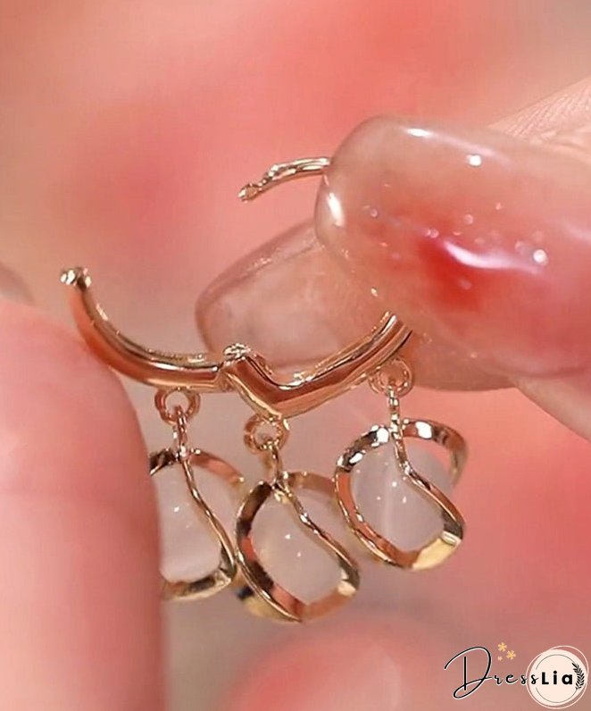 Modern White Sterling Silver Alloy Gem Stone Lily Of The Valley Drop Earrings