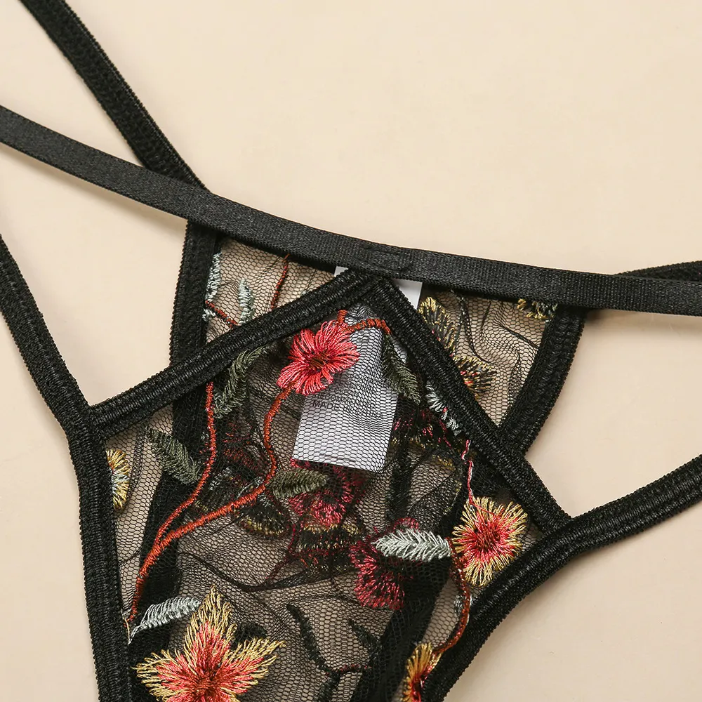 Churchf Sex Lingerie Sexy Women's Embroidery Cluster Three Sets Of Underwear