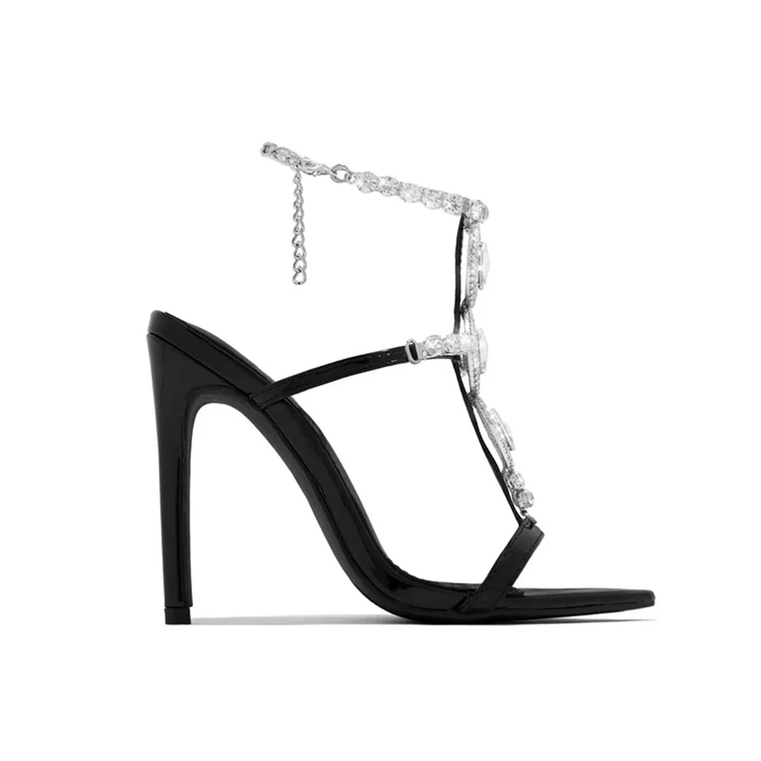 Yyvonne New Heavy Industry Gold Diamond Gemstones And Water Drills And Exposed Sandals Women's Summer High Heels