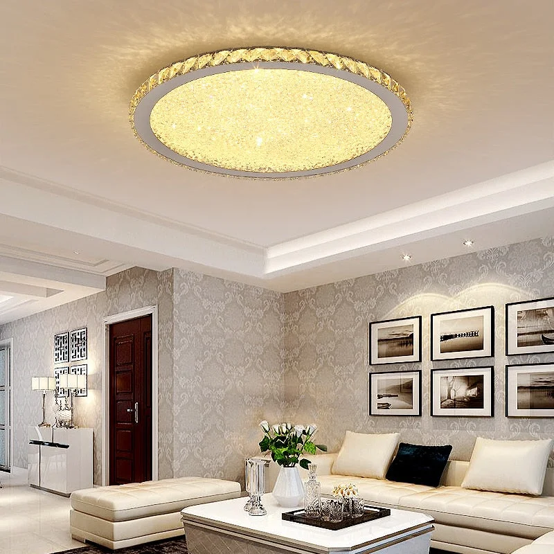 Modern K9 Crystal Circular Square Ceiling+Lights Room Light Suspension Luminaire Plafonnier LED Living Room Lights Lustre