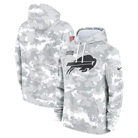 Youth Buffalo Bills  White/Gray 2024 Salute To Service Pullover Hoodie