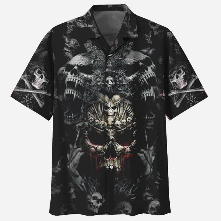 Creative Print Fashion Casual Skull Men's Shirt