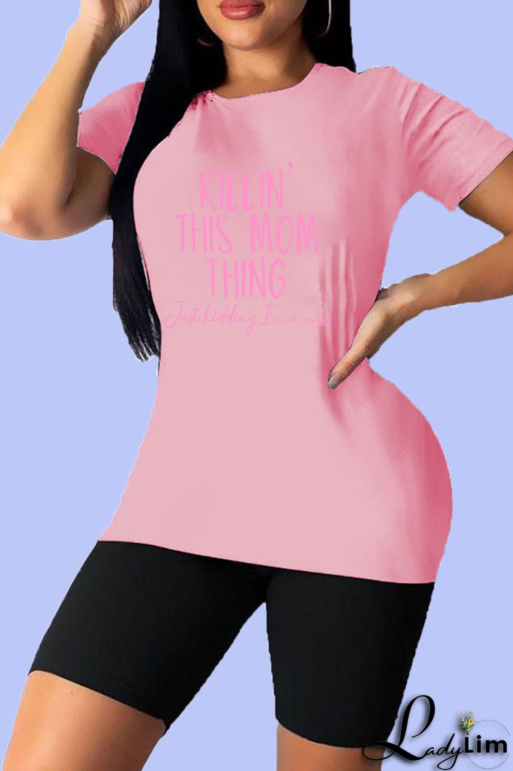 Black Plus Size Casual Sportswear Print Letter O Neck T-Shirts