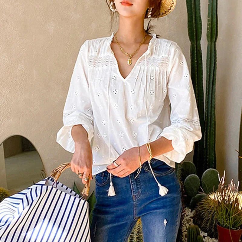 Light and Breezy Bohemian Summer Floral Blouse