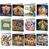 12pcs Diamond Painting Birthday Greeting Card Set with Envelope Daily Wishing Cards for Birthdays Thanksgiving & Special Occasion