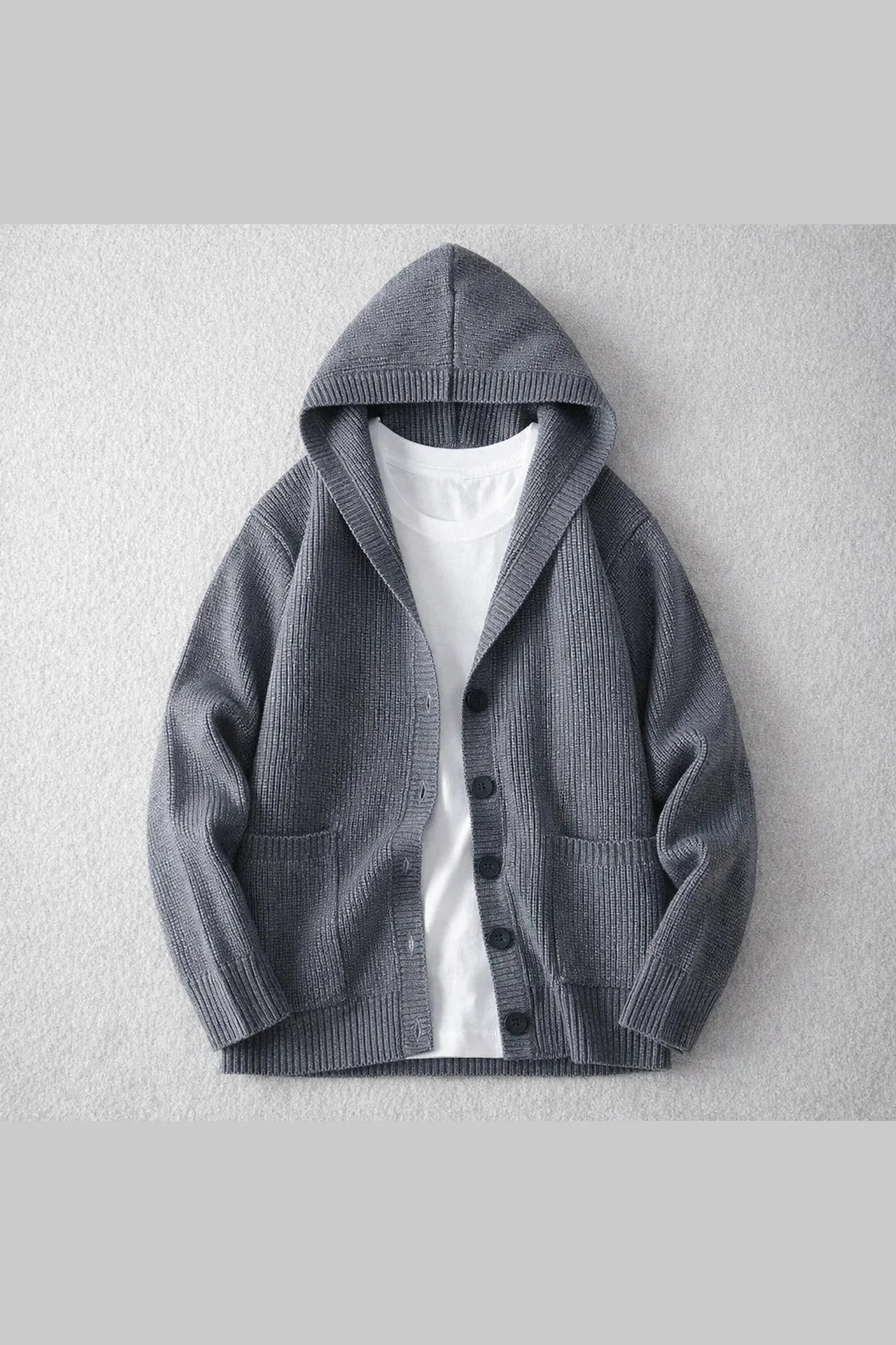 Men's Wool-Blend Hooded Cardigan &ndash; Knit Layering Jacket