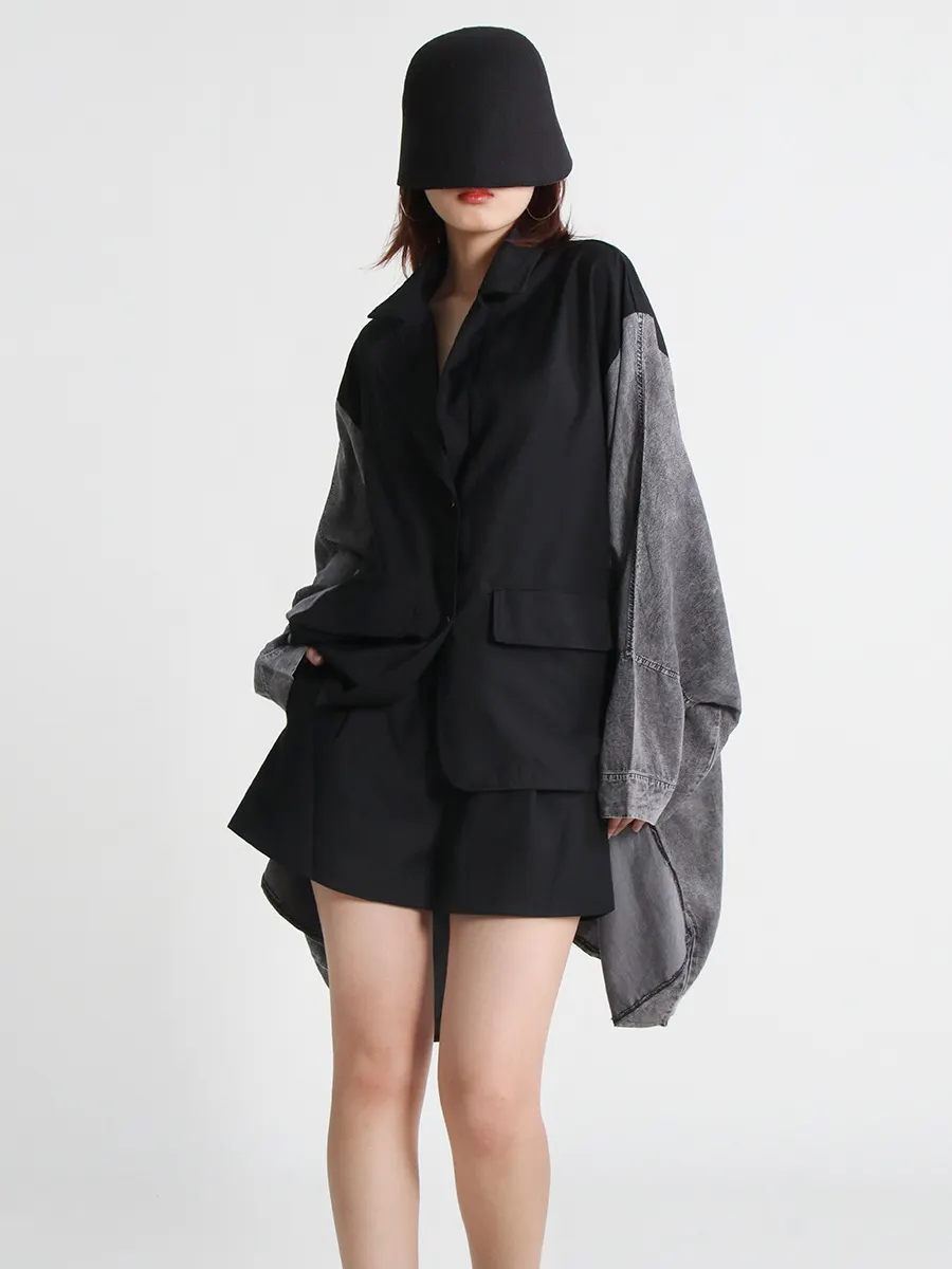 Uveng Uveng Large Size Loose Casual Coat Female Spring 2024 New Fashion V-Neck Long Sleeve Cardigan Irregular Windbreaker